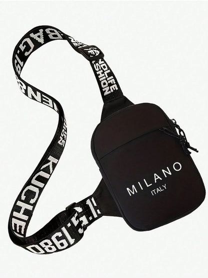 Personalized New Men's Milan Print Chest/Waist Pack, Portable One Shoulder Phone Bag, Casual Multi-Purpose Commuter Crossbody Bag,Y2k