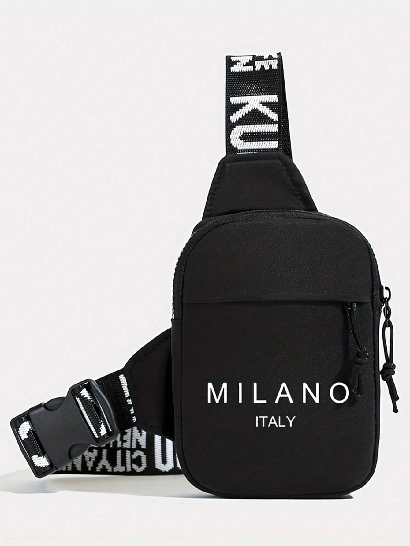 Personalized New Men's Milan Print Chest/Waist Pack, Portable One Shoulder Phone Bag, Casual Multi-Purpose Commuter Crossbody Bag,Y2k