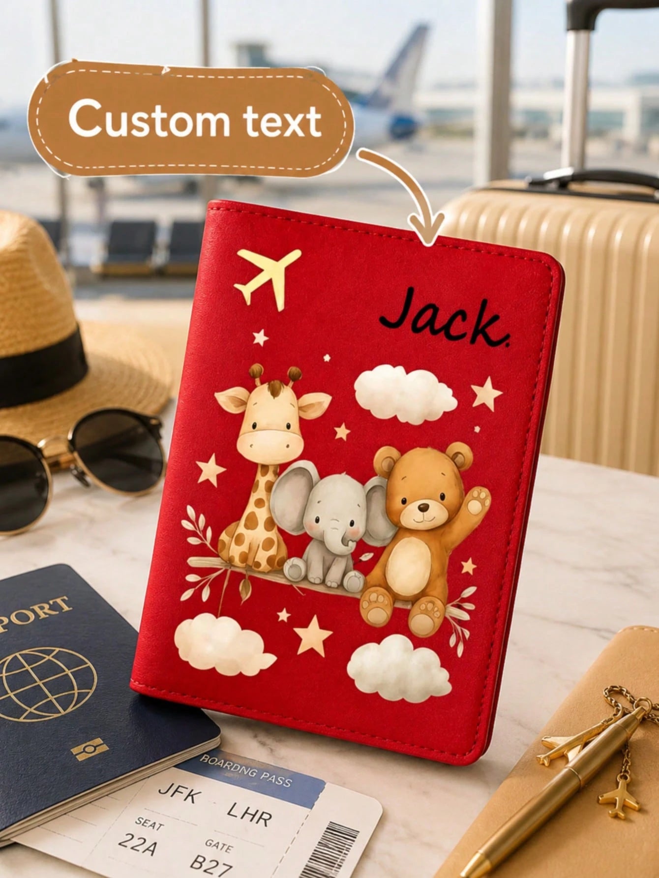 Personalized Passport Cover With Name, Travel Passport Holder Card Wallet, Custom Travel Passport Sleeve, Cute Wildlife Passport Wallet, Vacation