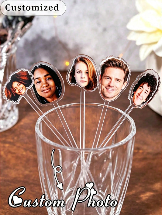 Personalized Photo Drink Stirrer, Unique Acrylic Stirrer, Perfect Gift For Friends, Family, Bachelor Party, Birthday And Other Occasions