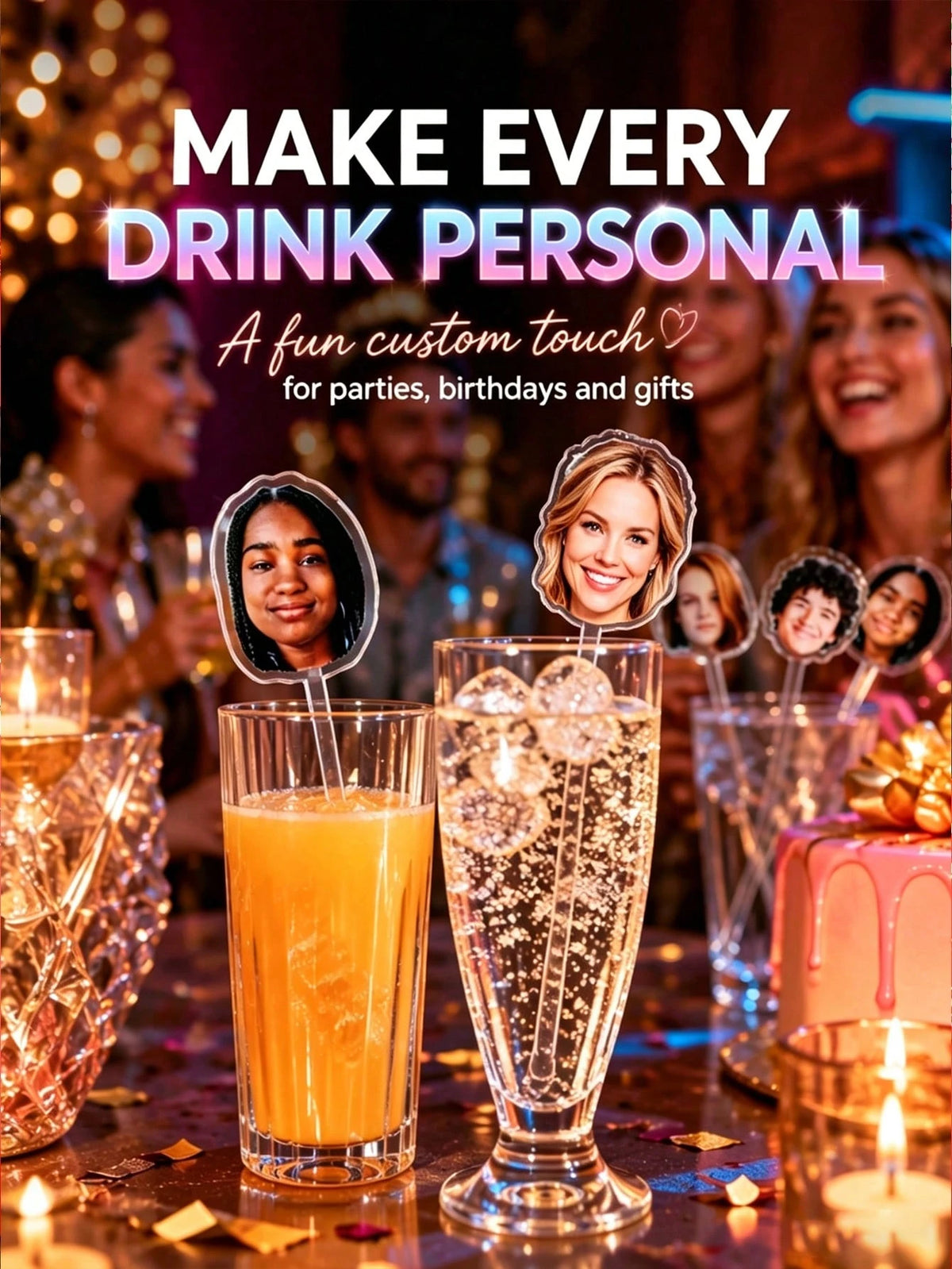 Personalized Photo Drink Stirrer, Unique Acrylic Stirrer, Perfect Gift For Friends, Family, Bachelor Party, Birthday And Other Occasions
