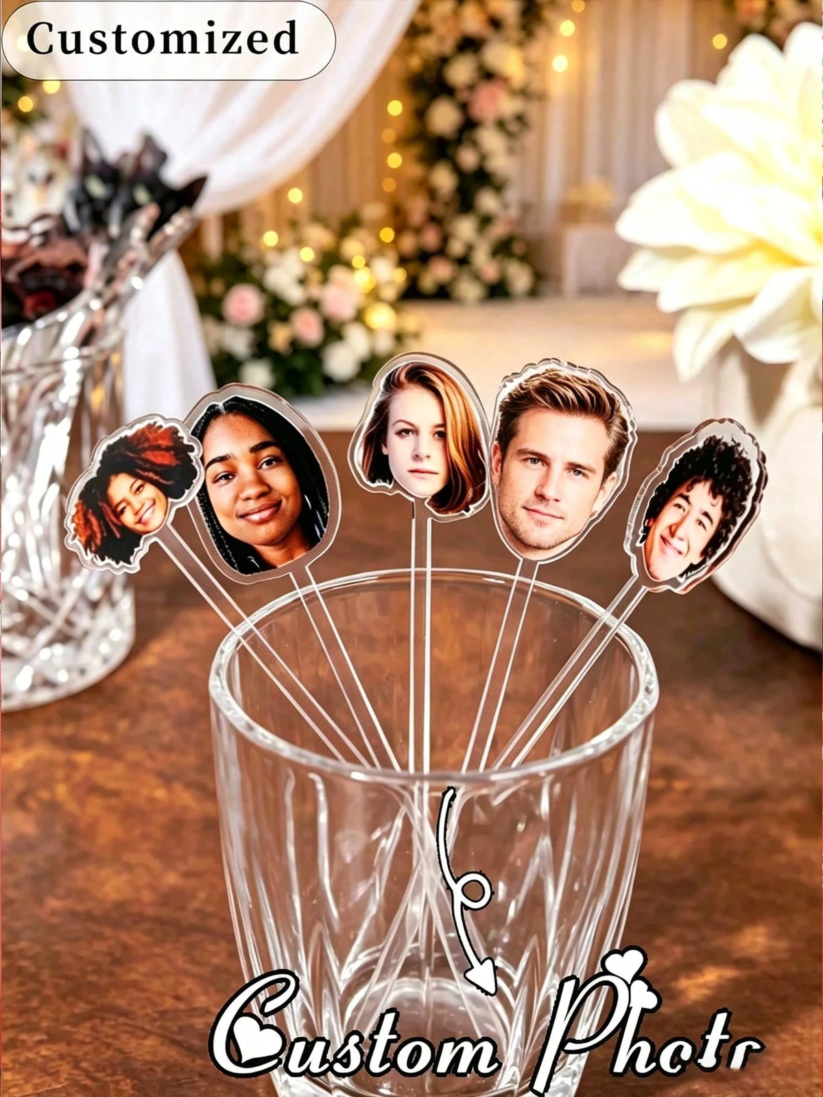 Personalized Photo Drink Stirrer, Unique Acrylic Stirrer, Perfect Gift For Friends, Family, Bachelor Party, Birthday And Other Occasions