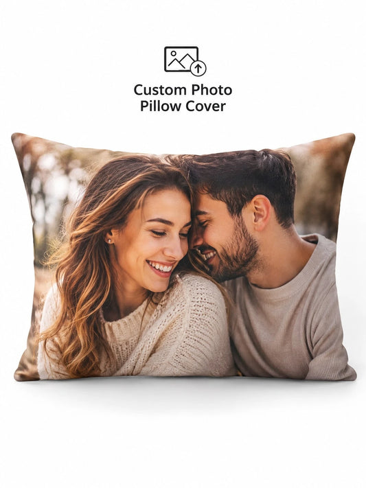Personalized Photo Pillow Cover, Custom Couple Family Picture Cushion Case, Upload Your Own Image, Wedding Anniversary Valentine Mother's Day Father's Day Thanksgiving Teacher Gift, Sofa Bedroom Fall