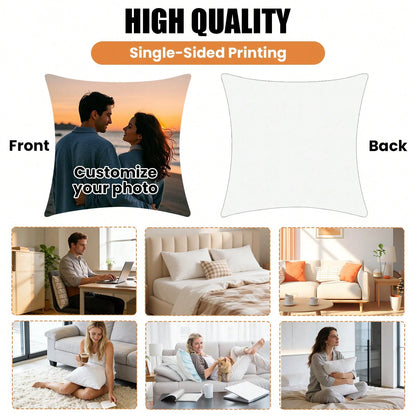 Personalized Photo Pillow Cover, Custom Couple Family Picture Cushion Case, Upload Your Own Image, Wedding Anniversary Valentine Mother's Day Father's Day Thanksgiving Teacher Gift, Sofa Bedroom Fall