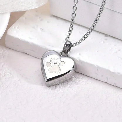 Pet Cremation Jewelry For Ashes Pendant Paw Print Pet Heart Urn Necklace Memorial Keepsake Jewelry For Pet/Dog's/Cat's Ashes
