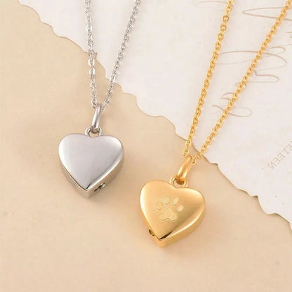 Pet Cremation Jewelry For Ashes Pendant Paw Print Pet Heart Urn Necklace Memorial Keepsake Jewelry For Pet/Dog's/Cat's Ashes