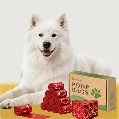 Pet rhythm 630pcs Strawberry Scented Dog Poop Bags- Red Pet Waste Bags With Dispenser, Extra Large 13x9 Inch Leak-Proof Scented Bags For Walking Dogs And Cat Litter