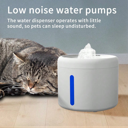 Pet Water Fountain, 2L Automatic Circulating Cat Water Dispenser With Filter, Ultra Quiet & LED Night Light, Easy To Clean, Ideal For Cats, Dogs & Small Pets