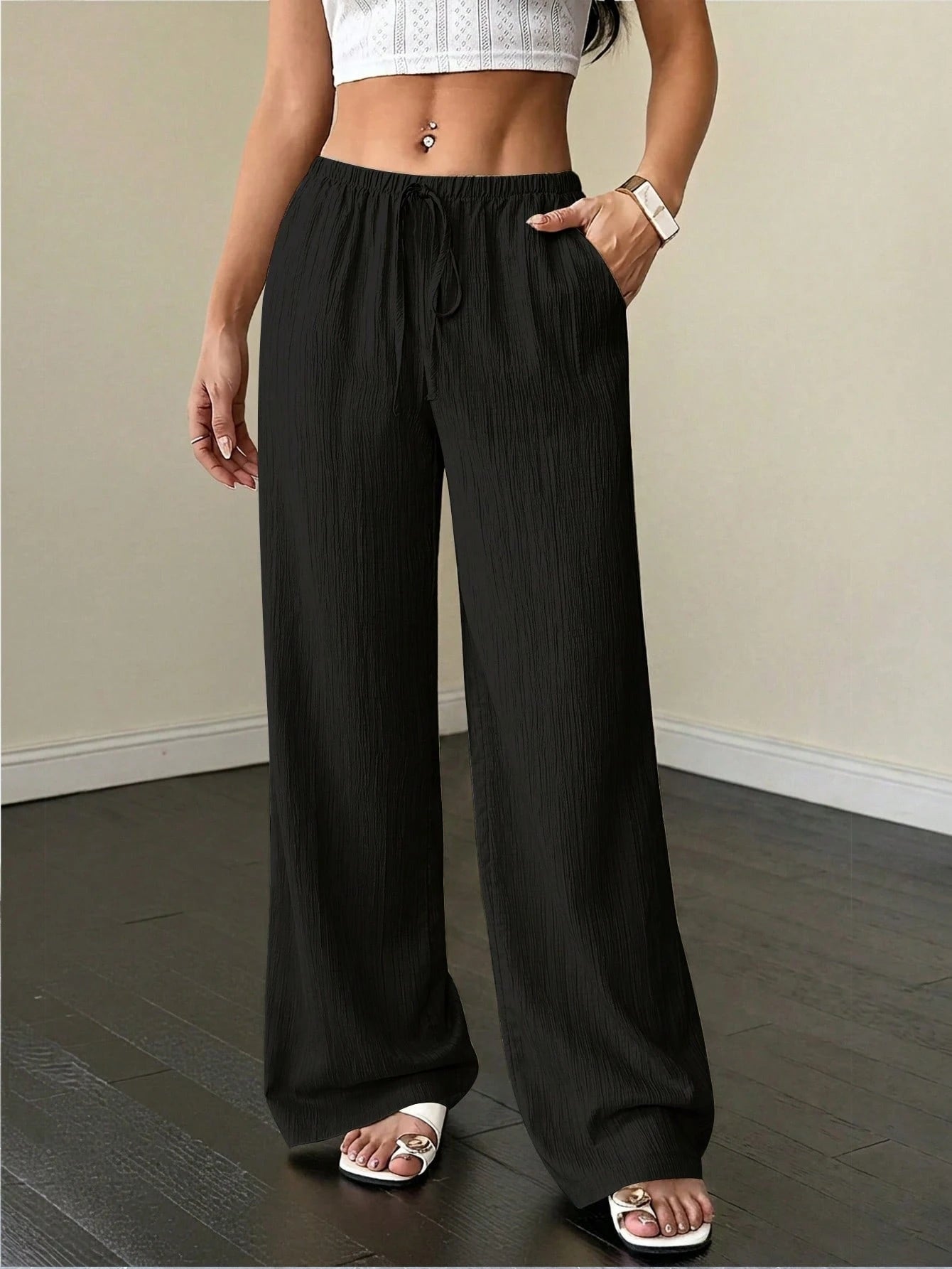 PETITE Women's Solid Color Casual Pants,Petite Women