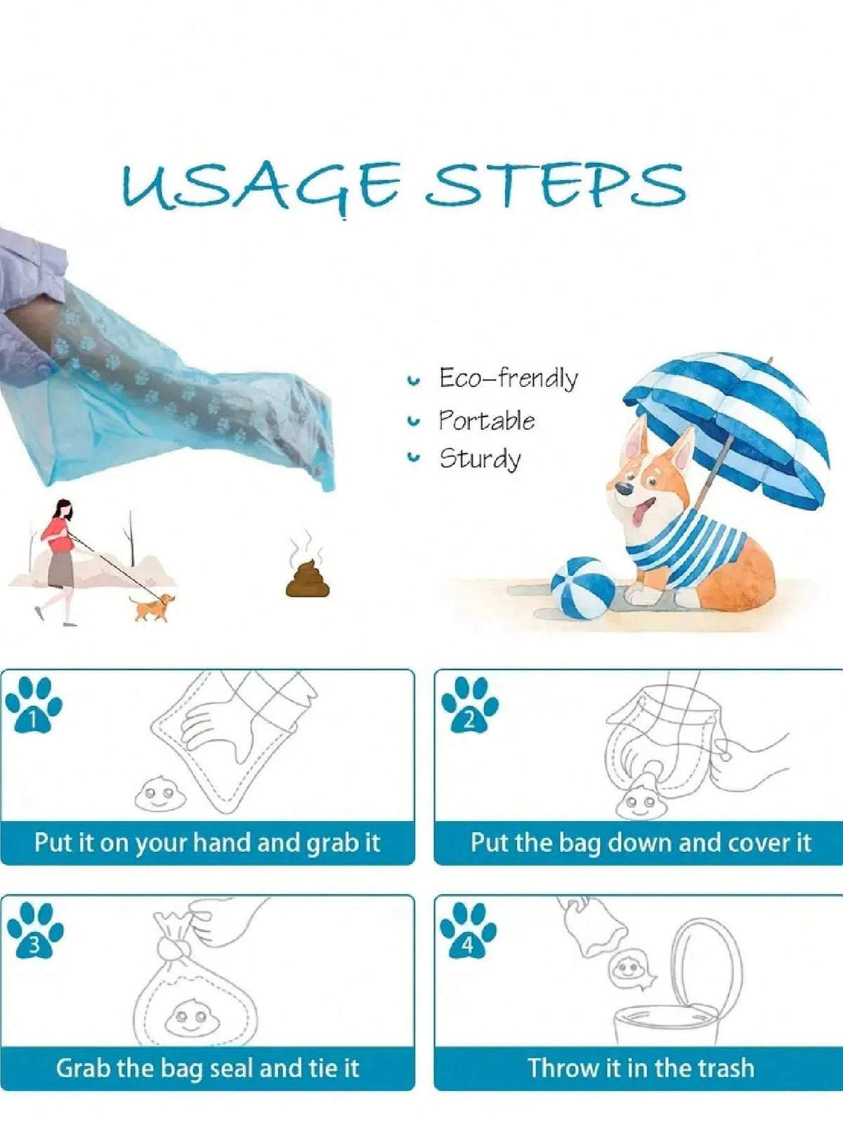 PETSIN-Friendly Leak-Proof Pet Waste Bags-1/6/8/10/20/30/40/50Rolls| Thick,, Odor-Control For HygienicFood & Pet Cleanup