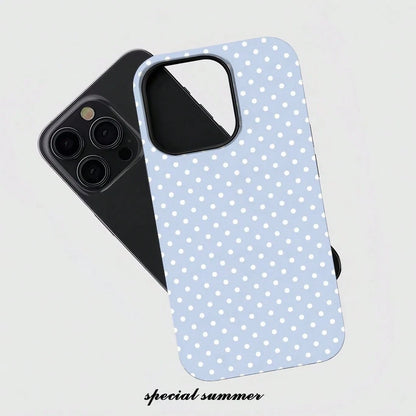 Phone Case For IPhone 17, 17 Pro, 17 Air, 16 Pro Max, 16, 15 Pro, 13, 11, 12, XS, 8 Plus, 7, 12 Mini, Simple Light Blue Polka Dot Pattern, Glossy Hard Case