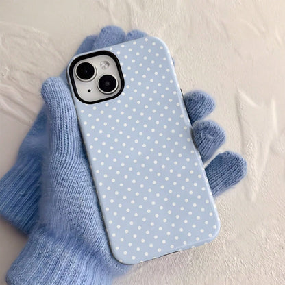 Phone Case For IPhone 17, 17 Pro, 17 Air, 16 Pro Max, 16, 15 Pro, 13, 11, 12, XS, 8 Plus, 7, 12 Mini, Simple Light Blue Polka Dot Pattern, Glossy Hard Case