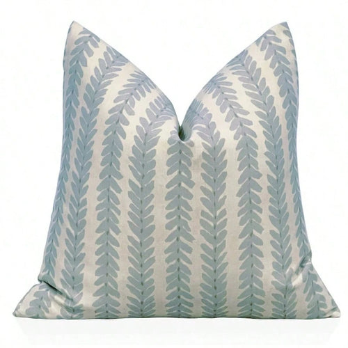 Pillow Cover In Blue, Decorative Throw Pillow Cover, Bed Pillows Case, Designer Pillows Case,Pale Blue Vertical Leaf Stripe Square Throw Pillow Cover