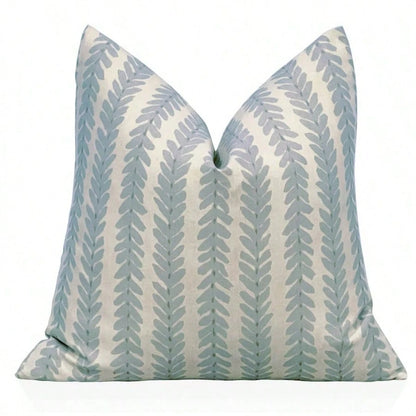 Pillow Cover In Blue, Decorative Throw Pillow Cover, Bed Pillows Case, Designer Pillows Case,Pale Blue Vertical Leaf Stripe Square Throw Pillow Cover