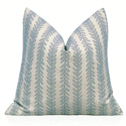 Pillow Cover In Blue, Decorative Throw Pillow Cover, Bed Pillows Case, Designer Pillows Case,Pale Blue Vertical Leaf Stripe Square Throw Pillow Cover