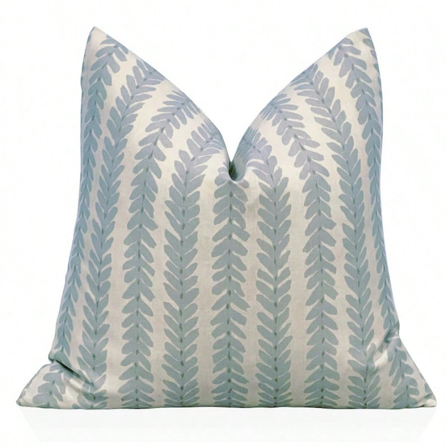 Pillow Cover In Blue, Decorative Throw Pillow Cover, Bed Pillows Case, Designer Pillows Case,Pale Blue Vertical Leaf Stripe Square Throw Pillow Cover