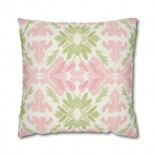 [Pillow Cover]Pink And Green Watercolor Abstract Pillow Cover Dorm Decor For College Giome And Apartment