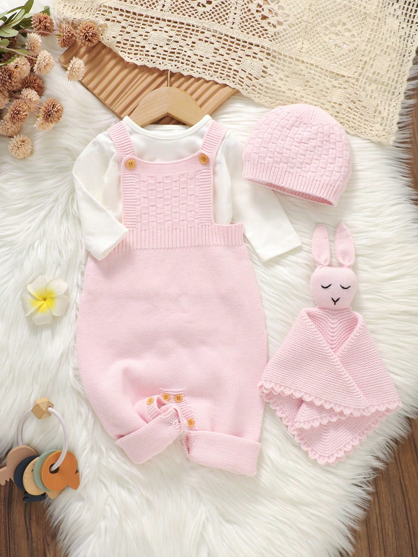 Pink Baby Girls Sweater Romper, Newborn Gift, Suitable For Newborn Full Moon Outfit, Parent-Child Gathering, Travel Vacation, Daily Wear, 100 Days & 1 Year Old Photoshoot, Gentle & Sweet Style