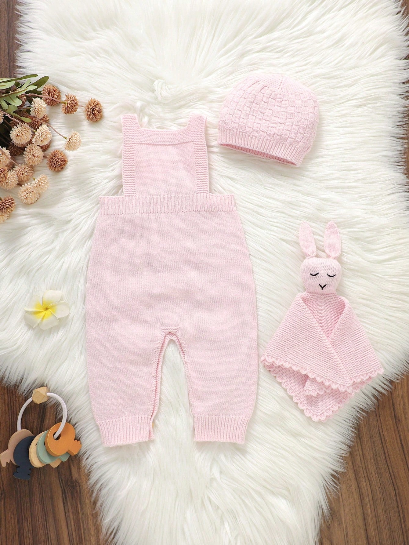 Pink Baby Girls Sweater Romper, Newborn Gift, Suitable For Newborn Full Moon Outfit, Parent-Child Gathering, Travel Vacation, Daily Wear, 100 Days & 1 Year Old Photoshoot, Gentle & Sweet Style