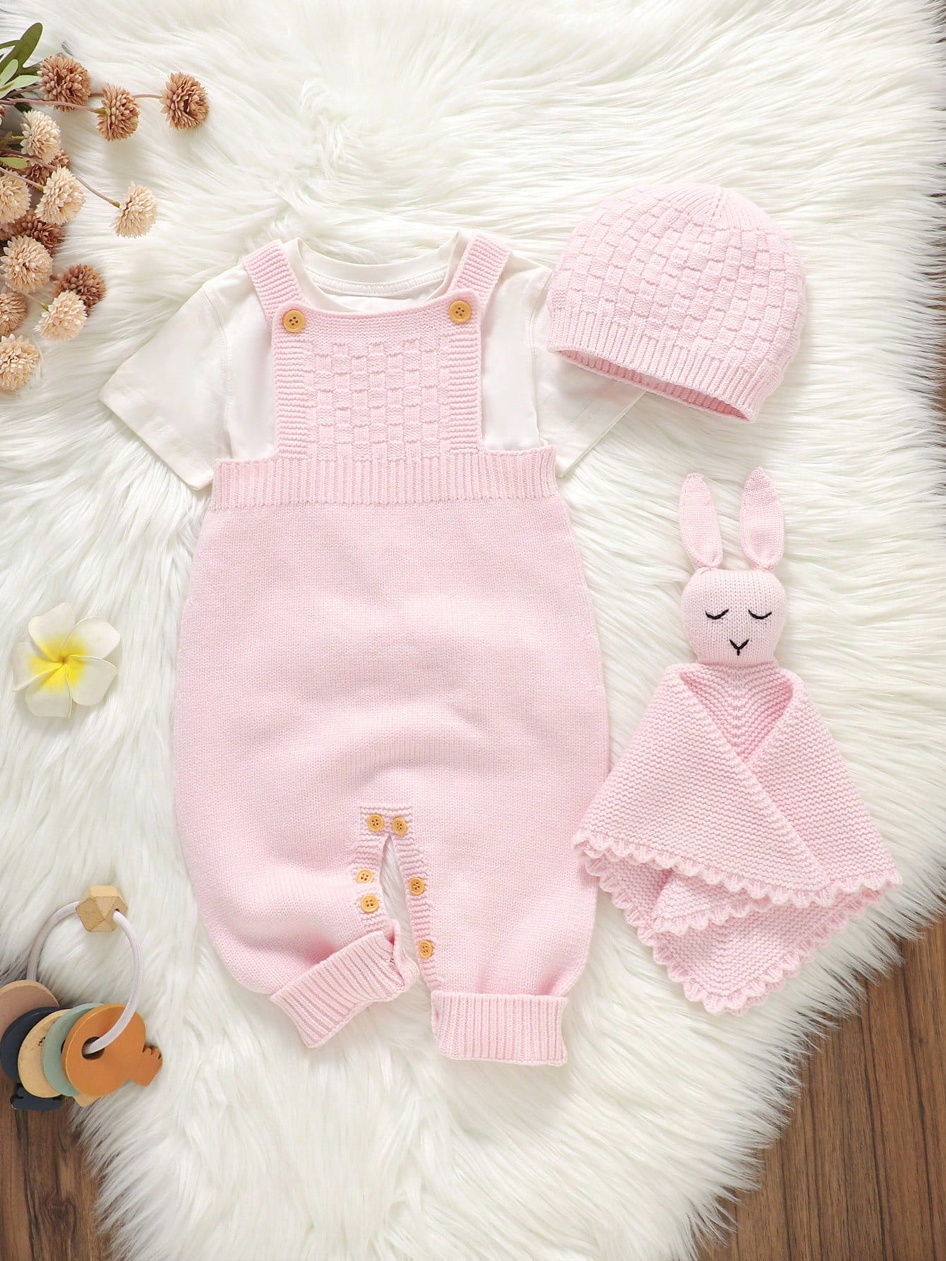 Pink Baby Girls Sweater Romper, Newborn Gift, Suitable For Newborn Full Moon Outfit, Parent-Child Gathering, Travel Vacation, Daily Wear, 100 Days & 1 Year Old Photoshoot, Gentle & Sweet Style