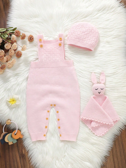 Pink Baby Girls Sweater Romper, Newborn Gift, Suitable For Newborn Full Moon Outfit, Parent-Child Gathering, Travel Vacation, Daily Wear, 100 Days & 1 Year Old Photoshoot, Gentle & Sweet Style