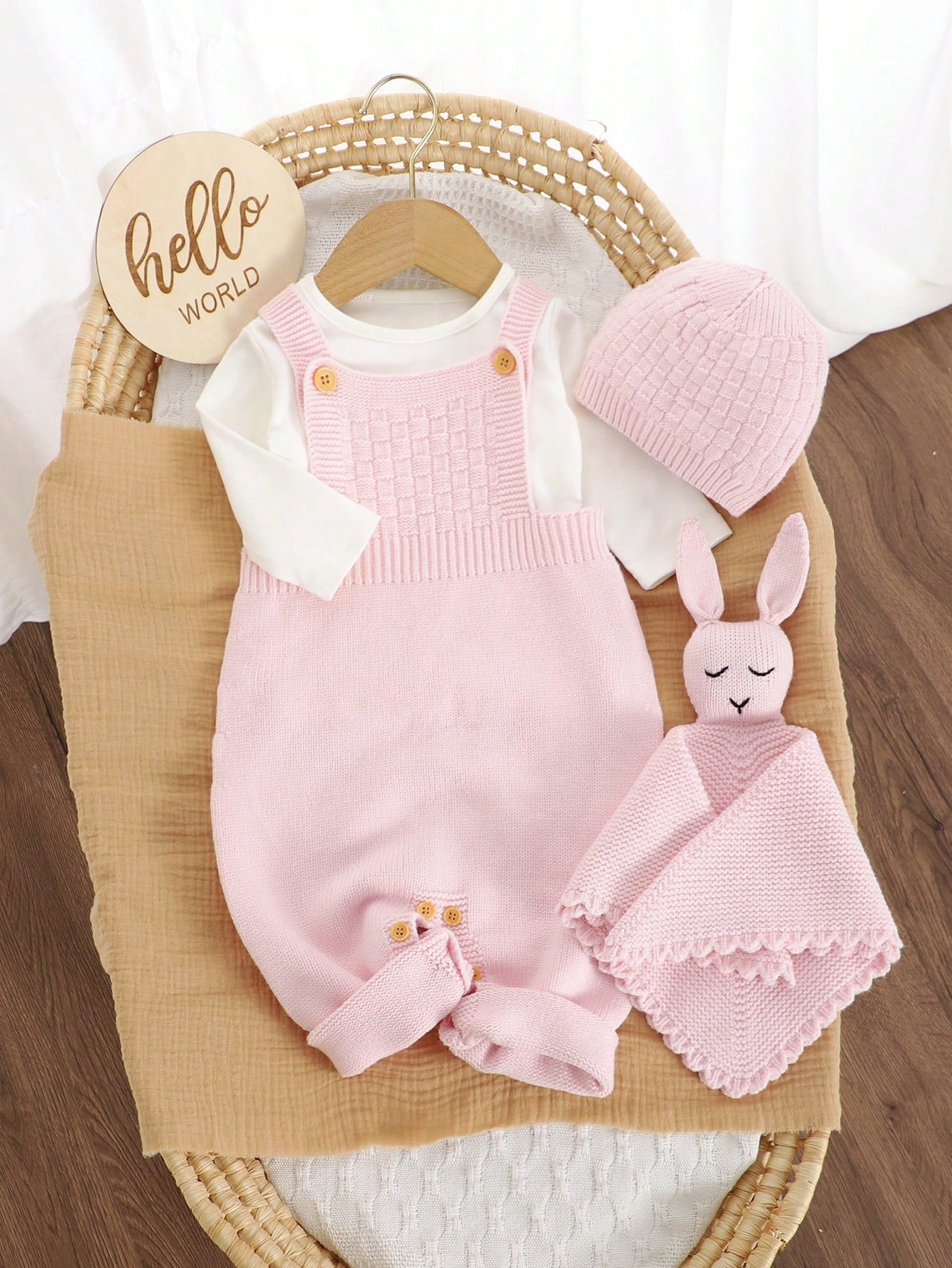 Pink Baby Girls Sweater Romper, Newborn Gift, Suitable For Newborn Full Moon Outfit, Parent-Child Gathering, Travel Vacation, Daily Wear, 100 Days & 1 Year Old Photoshoot, Gentle & Sweet Style
