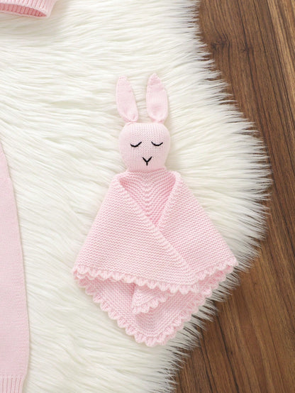 Pink Baby Girls Sweater Romper, Newborn Gift, Suitable For Newborn Full Moon Outfit, Parent-Child Gathering, Travel Vacation, Daily Wear, 100 Days & 1 Year Old Photoshoot, Gentle & Sweet Style