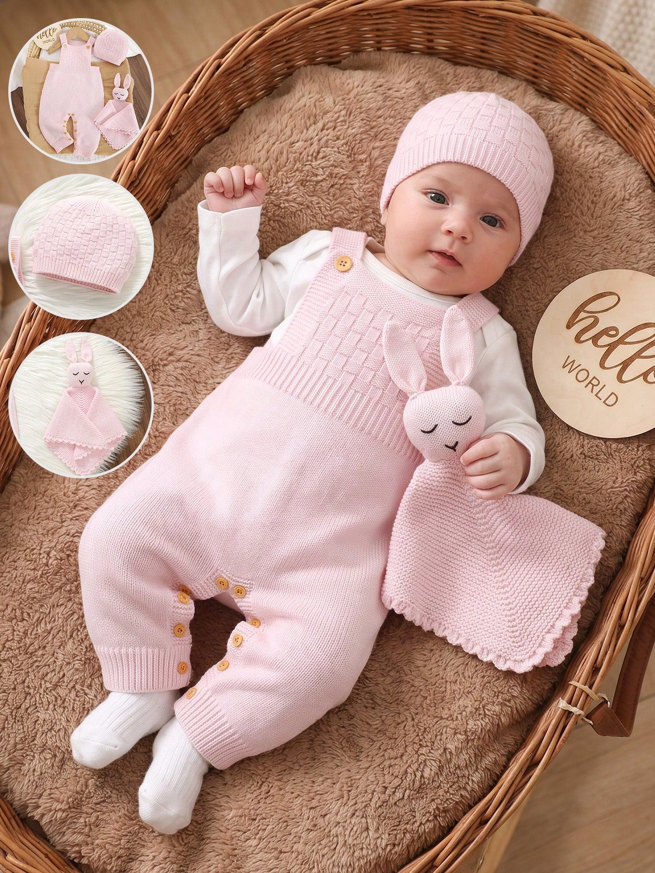 Pink Baby Girls Sweater Romper, Newborn Gift, Suitable For Newborn Full Moon Outfit, Parent-Child Gathering, Travel Vacation, Daily Wear, 100 Days & 1 Year Old Photoshoot, Gentle & Sweet Style