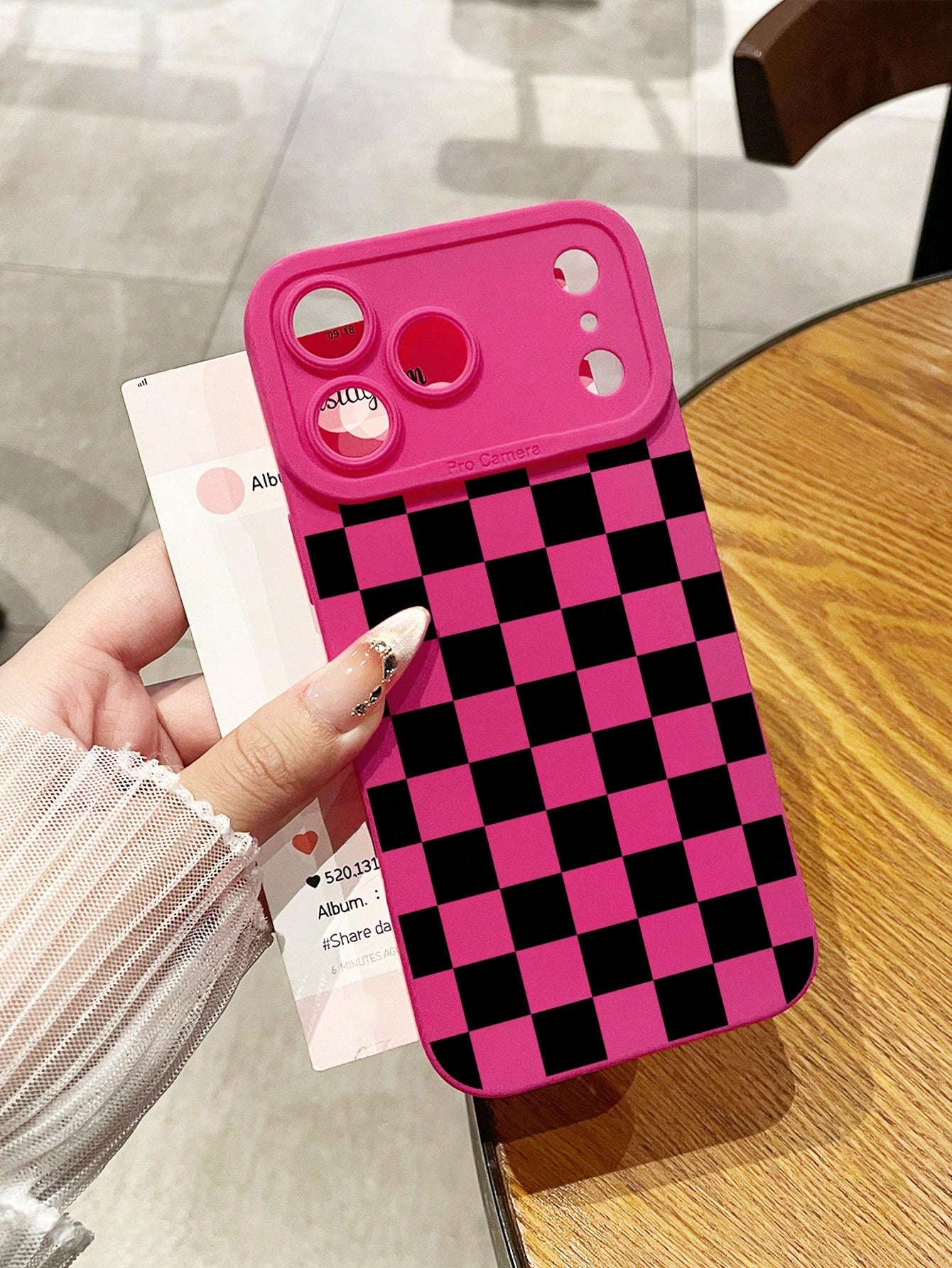 Pink Black Checkered Pattern TPU Fashion Phone Case Y2K Matte Frosted TPU Phone Case With Camera Protection, Checkered Pink, Compatible With IPhone 16/16 Pro/16 Pro Max/17, 13/14/15, 17 Pro Max, Galax