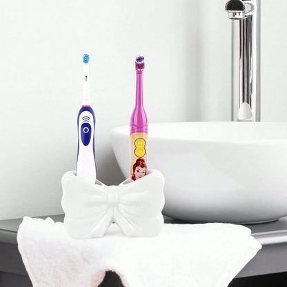 Pink Bow Ceramic Holder- Butterfly Toothbrush Holder, Makeup Brush Organizer And Decorative Storage- Pink Bow Bathroom Decor And Vanity, Desk Or Girls Room Accessories
