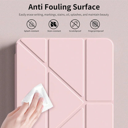 Pink Solid Color Material Basic Pad Case Slim & Fashionable Transparent Protective Case With Pencil Slot And Multi-Angle Y-Shaped Stand, Suitable For 10th Gen 10.9" (2022), 11th Gen 11" (2025), Air 4t
