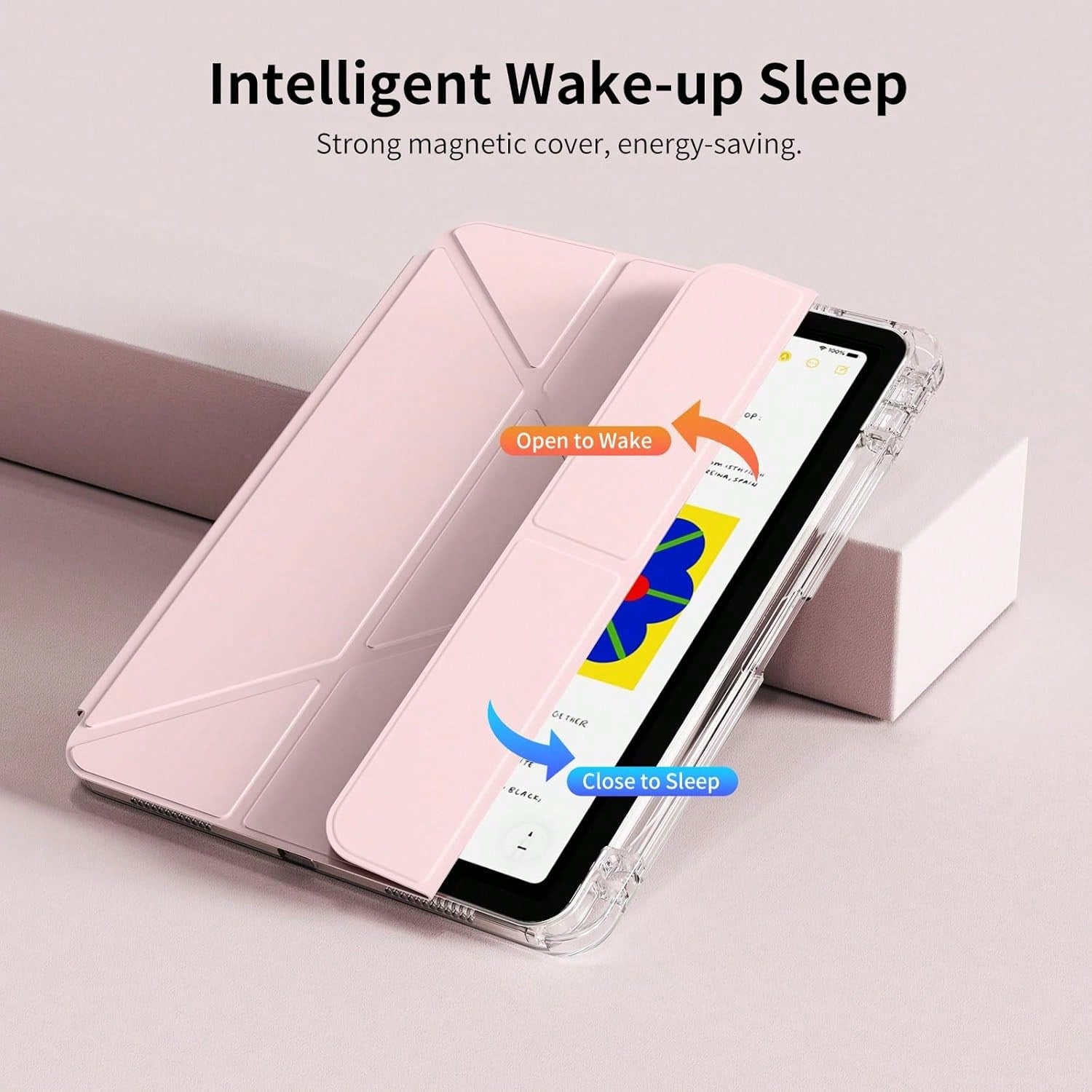Pink Solid Color Material Basic Pad Case Slim & Fashionable Transparent Protective Case With Pencil Slot And Multi-Angle Y-Shaped Stand, Suitable For 10th Gen 10.9" (2022), 11th Gen 11" (2025), Air 4t