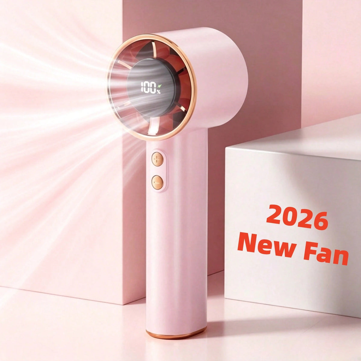 Pink Summer Portable Handheld Mini Fan, Adjustable Personal Air Cooler With Digital Display, USB Rechargeable Pocket Fan, Perfect For Home, Office & Outdoor Use (Charge With Included Original Cable)