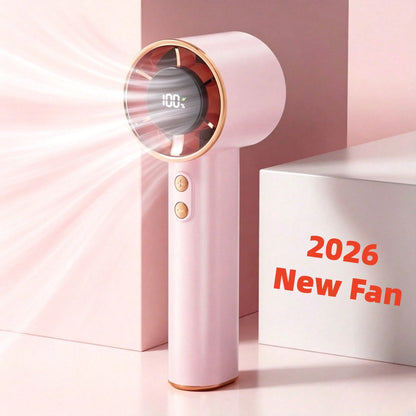 Pink Summer Portable Handheld Mini Fan, Adjustable Personal Air Cooler With Digital Display, USB Rechargeable Pocket Fan, Perfect For Home, Office & Outdoor Use (Charge With Included Original Cable)