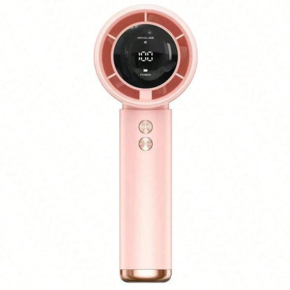 Pink Summer Portable Handheld Mini Fan, Adjustable Personal Air Cooler With Digital Display, USB Rechargeable Pocket Fan, Perfect For Home, Office & Outdoor Use (Charge With Included Original Cable)
