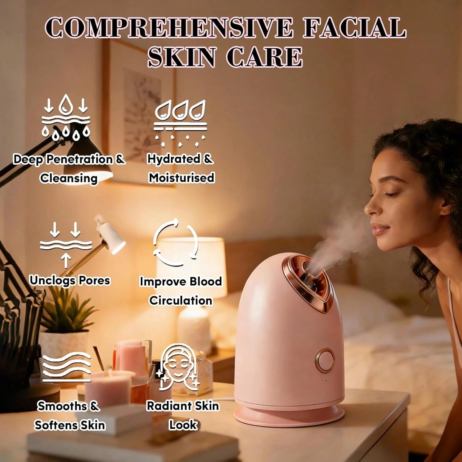 Pjordo Facial Steamer Spa Kit Nano Ionic Face Steamer For Deep Hydration And Moisturization, Home Sauna Spa Sprayer With 17 Pieces Skin Care Tools, Self Care Gifts For Women