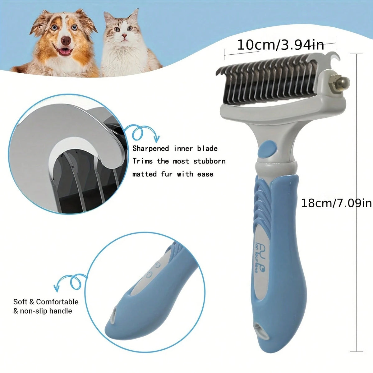 Planet Pet Pet Grooming Brush- Double-Sided, Extra-Wide, Suitable For Cats And Dogs- Removes Undercoat Hair, Reducing Shedding By 95%- Undercoat Grooming Tool For Dogs| Hair Removal And Hair Rem
