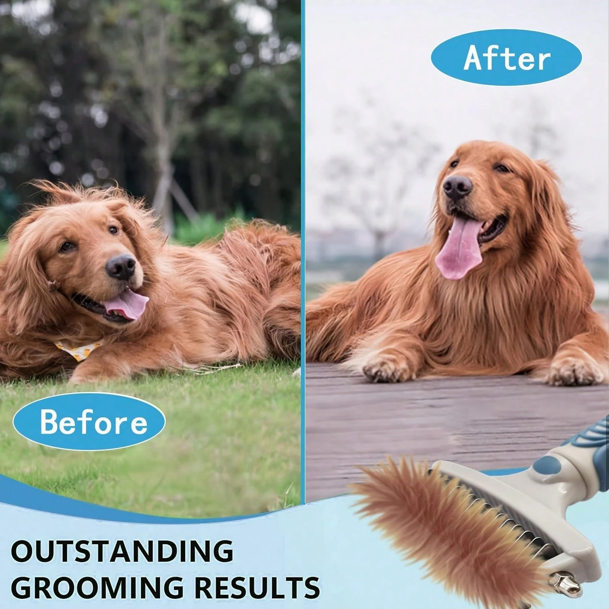 Planet Pet Pet Grooming Brush- Double-Sided, Extra-Wide, Suitable For Cats And Dogs- Removes Undercoat Hair, Reducing Shedding By 95%- Undercoat Grooming Tool For Dogs| Hair Removal And Hair Rem