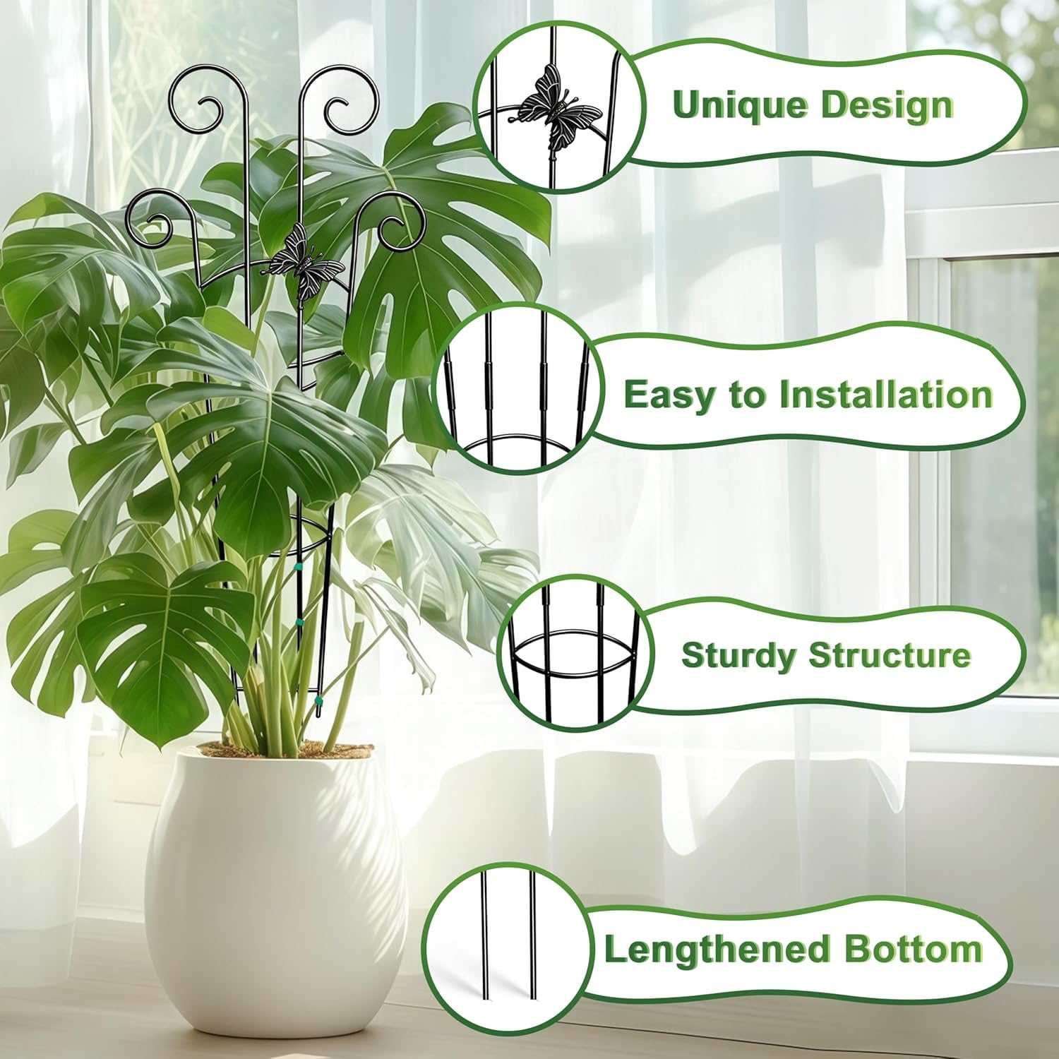 Plant Climbing Trellis, Butterfly Decor, Rust-Proof Plastic Plant Support, Suitable For Potted Vines And Flowers, Indoor And Outdoor Garden Supplies, Summer Essential, Back To School, Graduation Seaso