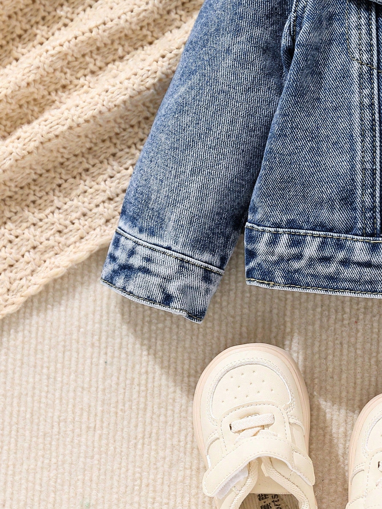 Playful Pals Baby Boy Medium Wash Denim Jacket With Embroidered Bear Patch, Classic & Casual Design