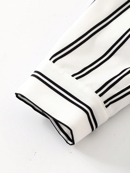 Playful Pals Baby Girl 3-Piece Set Casual Black And White Striped Long Sleeve Jacket Camisole And Shorts Summer Vacation Soft Outfits For School & Daily Wear