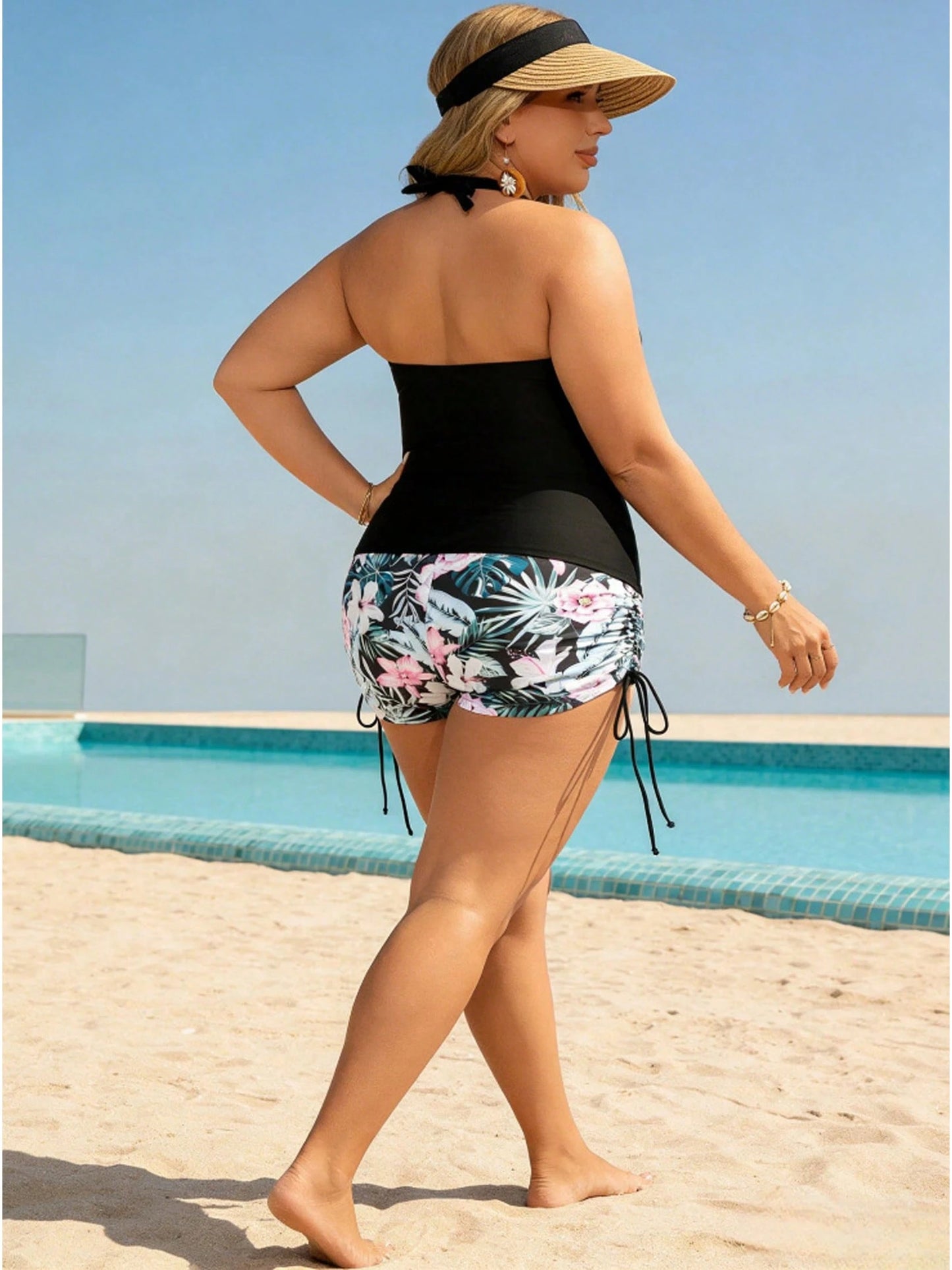 Plus Size Modest High Waist Two Piece Swimsuit – Women's Tankini Set, Full Coverage Summer Beachwear