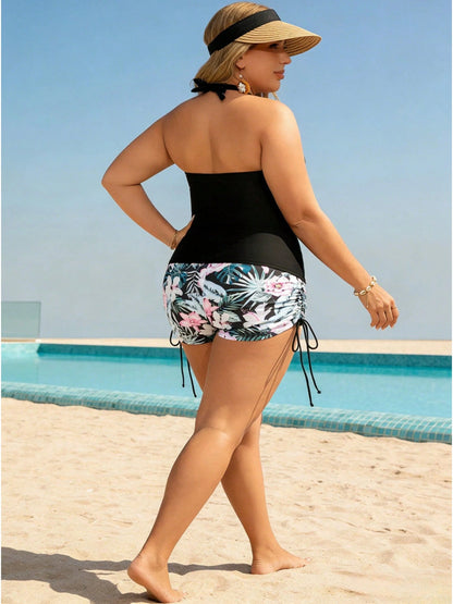 Plus Size Modest High Waist Two Piece Swimsuit – Women's Tankini Set, Full Coverage Summer Beachwear