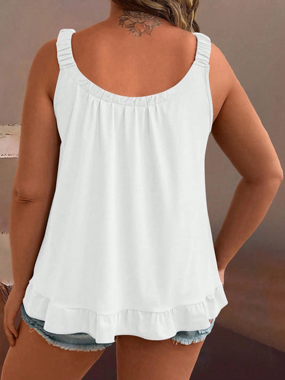 Plus Size Solid Color Fold Pleated Camisole Top