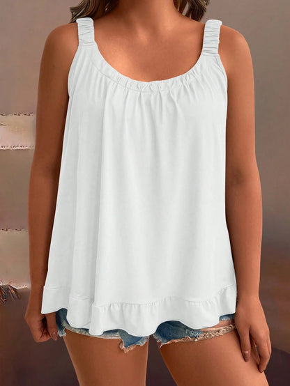 Plus Size Solid Color Fold Pleated Camisole Top