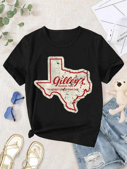 Plus Size Vintage Gilleys Pasadena Texas Women T-Shirt Retro Classic Western Style Women Size L-3XL 4XL 5XL