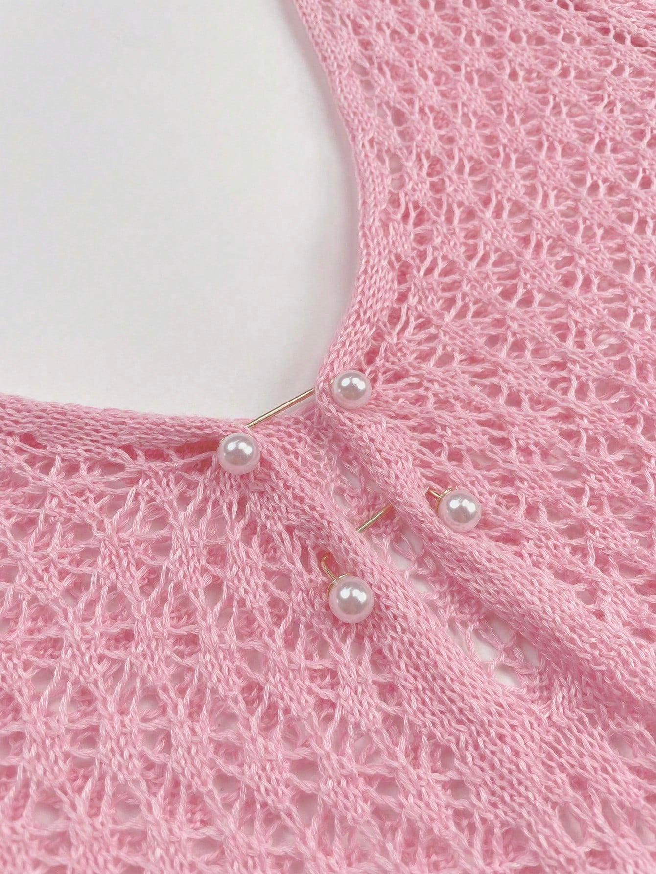 Plus Size Women's Long Sleeve Hollow Crochet Cover-Up, Elegant Bohemian Beach Vacation Style, Summer Holiday Outfit Pink