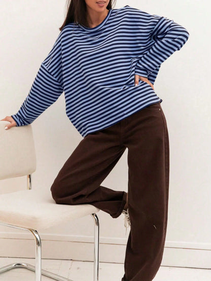 Plus Size Women's New Arrival Fashionable Elegant Striped Top, Suitable For Everyday Wear, Brunch, All Seasons Pink