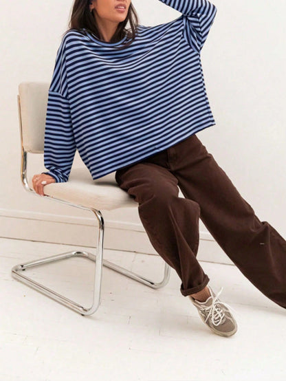 Plus Size Women's New Arrival Fashionable Elegant Striped Top, Suitable For Everyday Wear, Brunch, All Seasons Pink