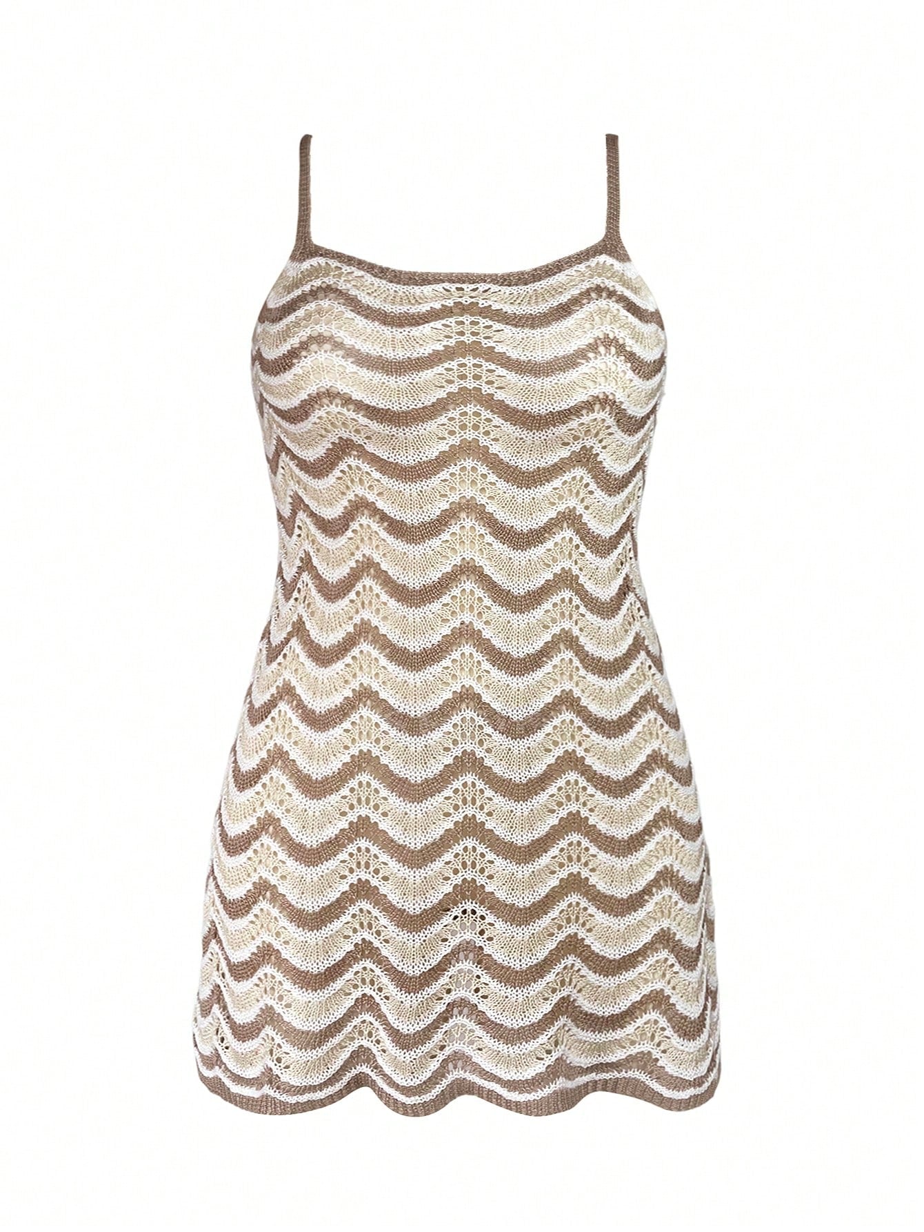Plus Size Women's Summer Bohemian Ombre Hollow-Out Sexy Sheer Cover-Up Camisole Mini Dress Vacation Beach